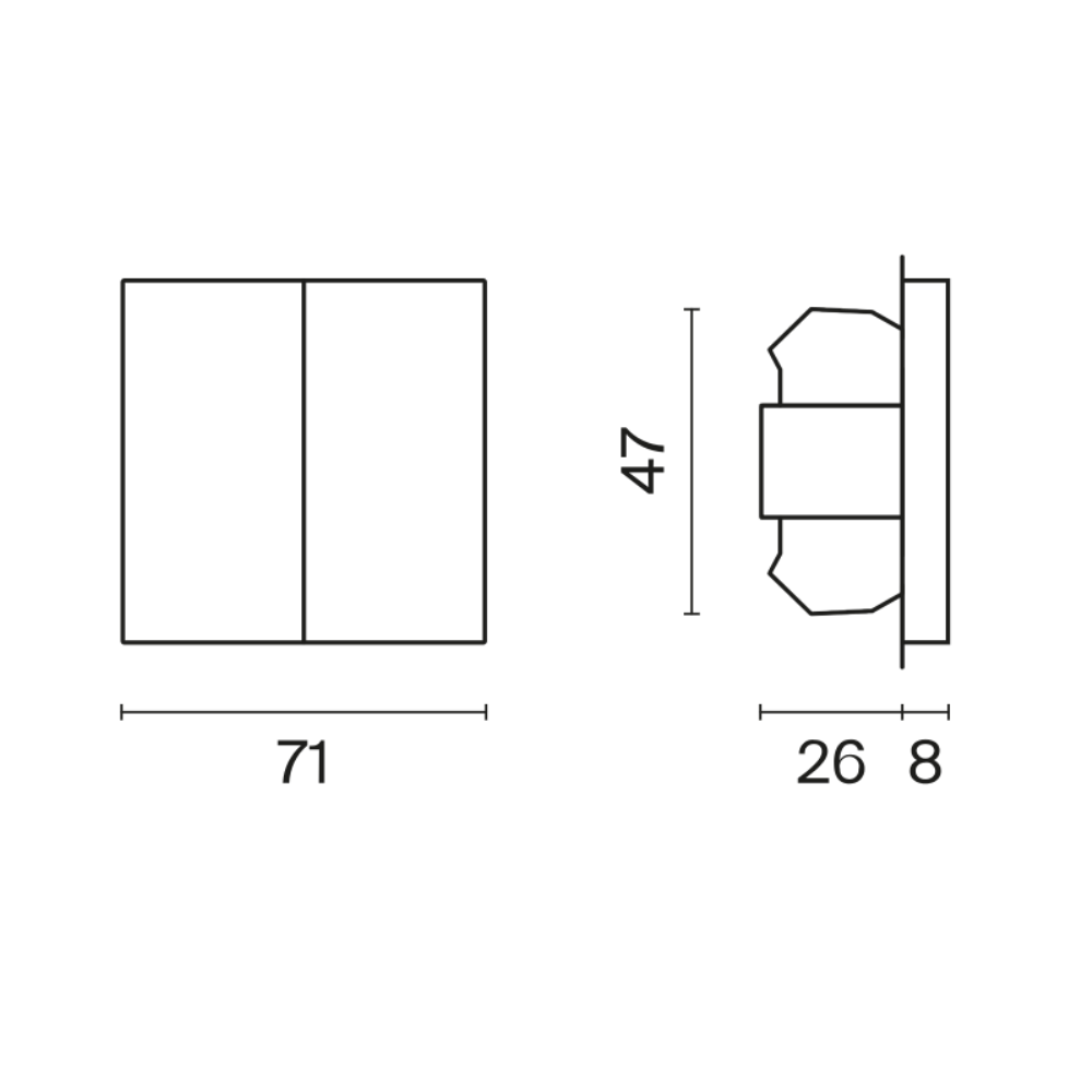 Выключатель двухклавишный встраиваемый Voltum S70 Титан VLS020106 — изображение 6