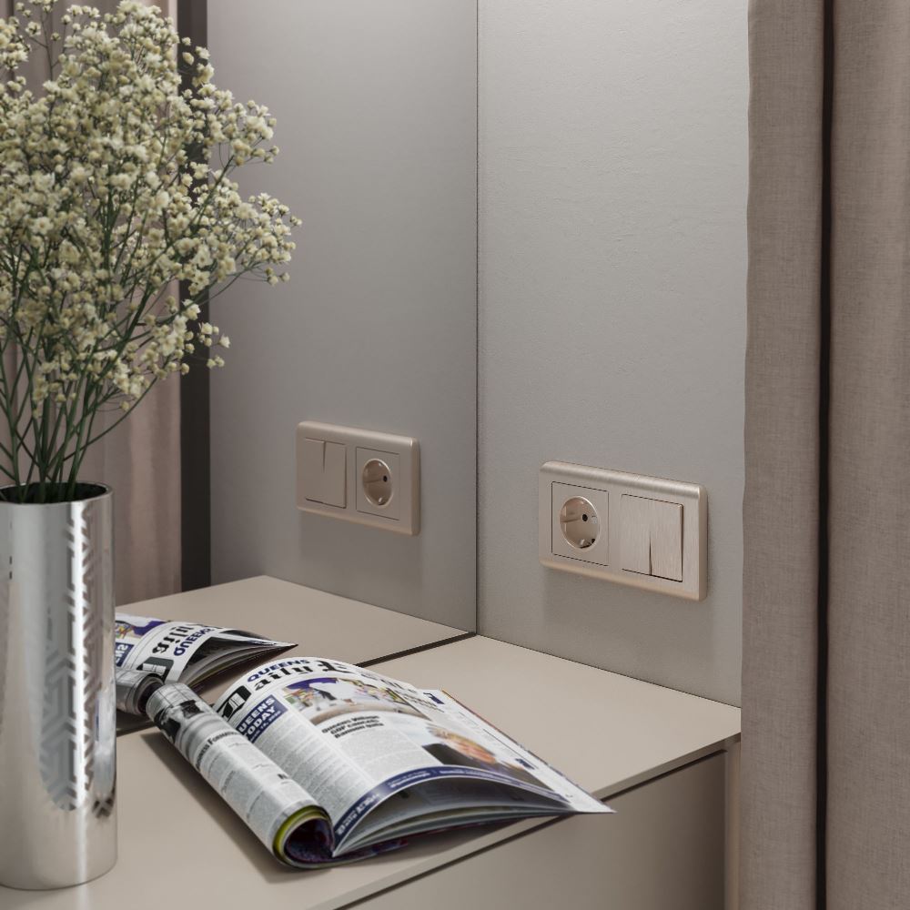 Выключатель двухклавишный встраиваемый Werkel Шампань рифленый W1120010 — изображение 2