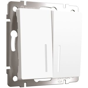 Выключатель двухклавишный встраиваемый Werkel с подсветкой Белый матовый W1120161