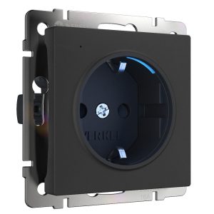 Розетка встраиваемая Werkel с подсветкой Черный матовый W1171408