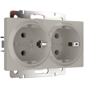 Розетка встраиваемая двойная Werkel с заземлением Дымчатый W1272004