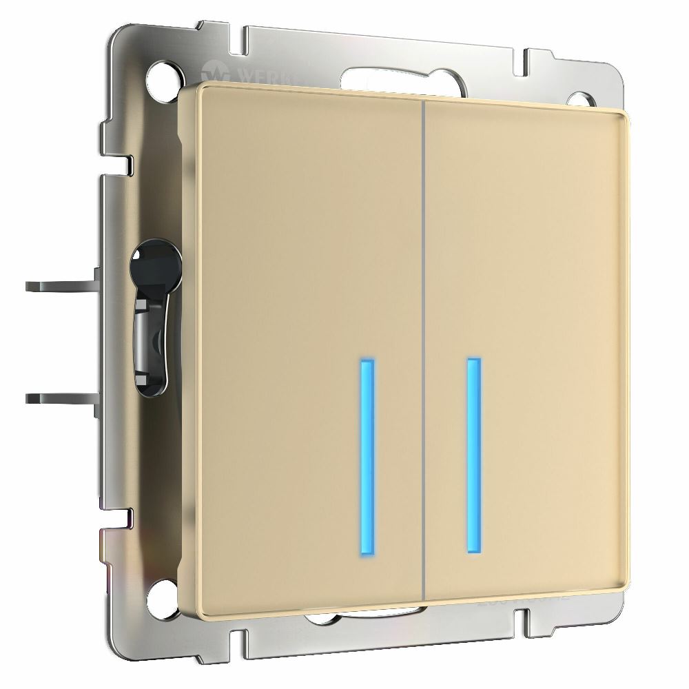 Выключатель двухклавишный встраиваемый сенсорный Werkel с подсветкой Шампань W4520011