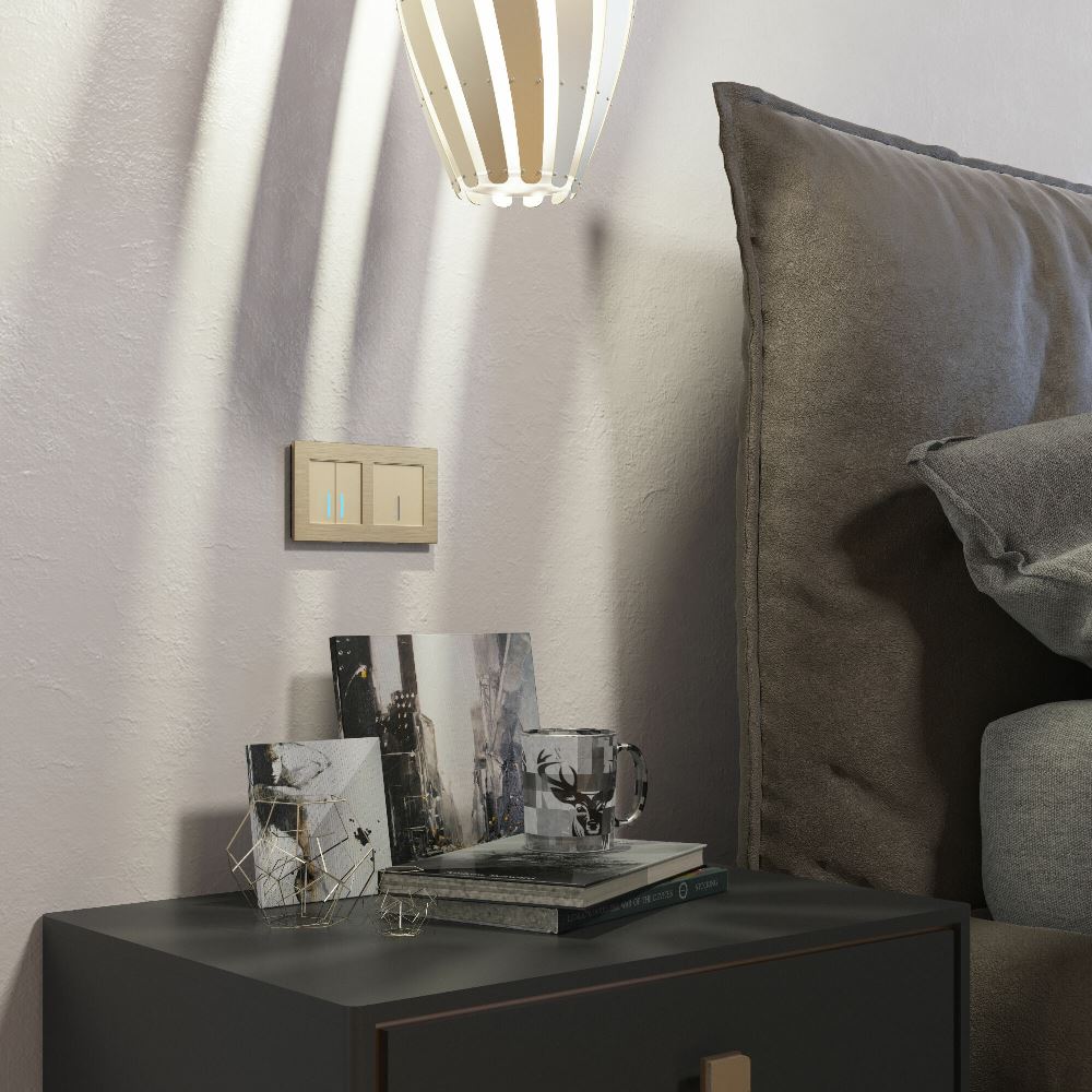 Выключатель двухклавишный встраиваемый сенсорный Werkel с подсветкой Шампань W4520011 — изображение 2