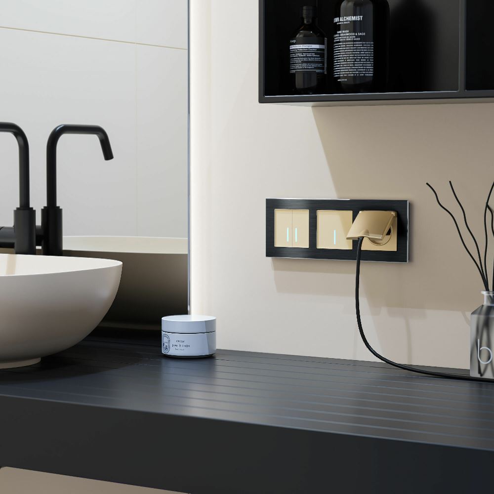 Выключатель двухклавишный встраиваемый сенсорный Werkel с подсветкой Шампань W4520011 — изображение 3