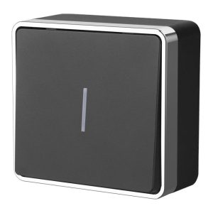 Выключатель одноклавишный накладной Werkel с подсветкой Черный / Хром W5010135