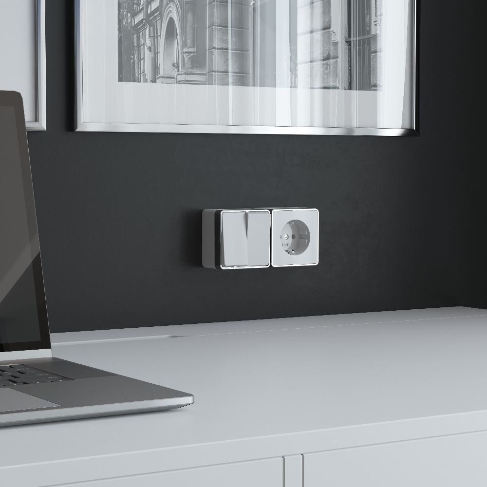 Выключатель двухклавишный накладной Werkel Gallant Белый W5020001 — изображение 2