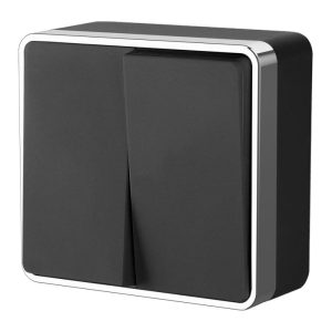 Выключатель двухклавишный накладной Werkel Черный / Хром W5020035