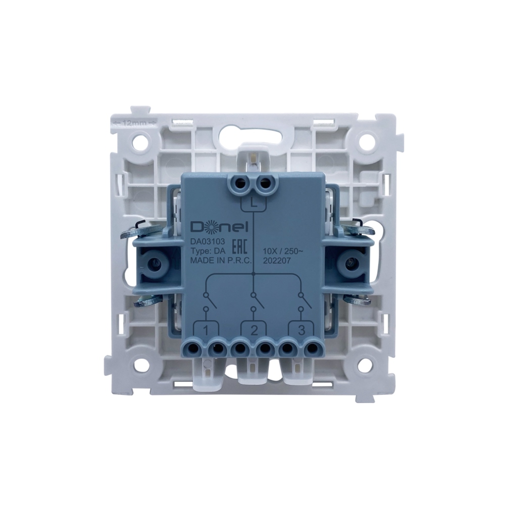 Выключатель трехклавишный встраиваемый Donel R98 с подсветкой Сталь матовая DA03103-DA28337 — изображение 4