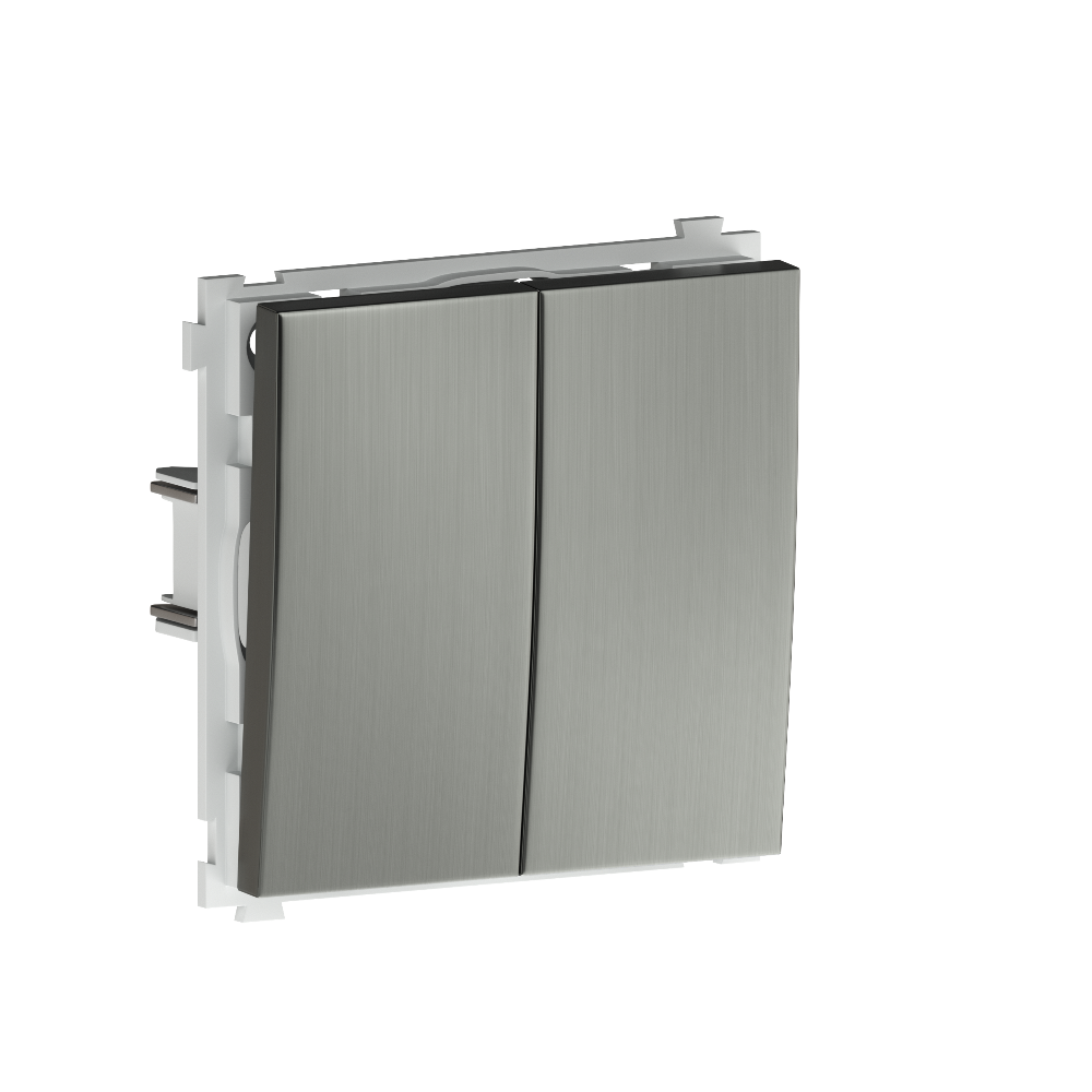 Выключатель двухклавишный встраиваемый Donel R98 Metal Никель DA10500-DA295NB