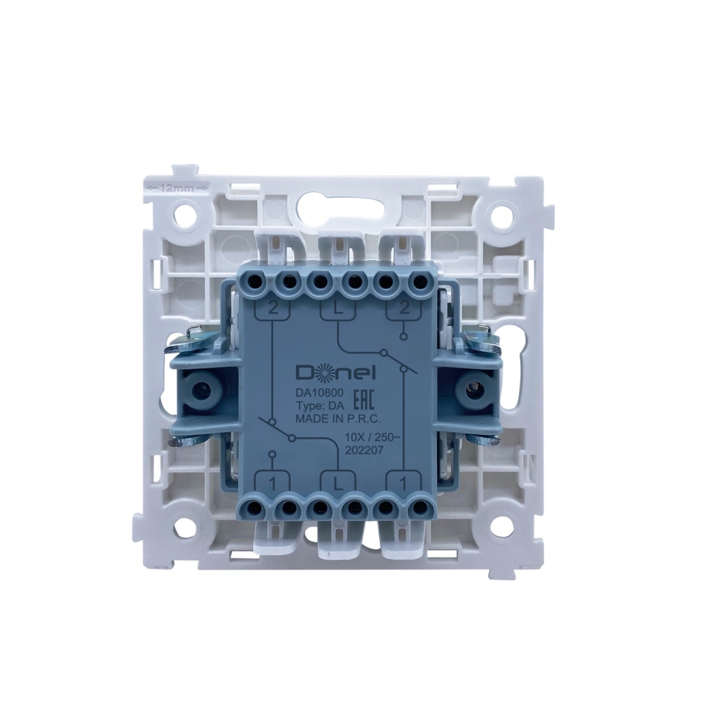 Выключатель двухклавишный встраиваемый проходной Donel R98 Белый матовый DA10800-DA29533 — изображение 4