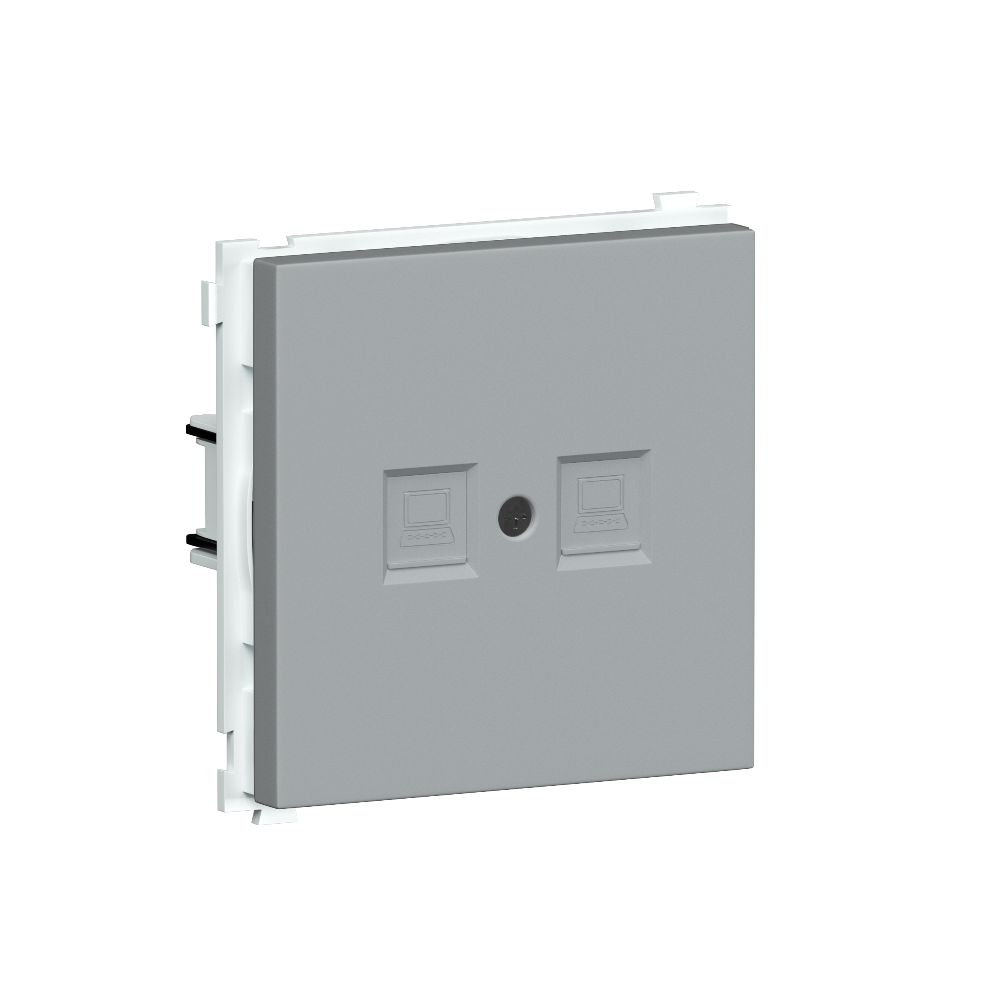 Розетка встраиваемая двойная Ethernet Donel R98 RJ45 2-я Cat.6/ClassE-8/8 Серый матовый DA16600-DA86940