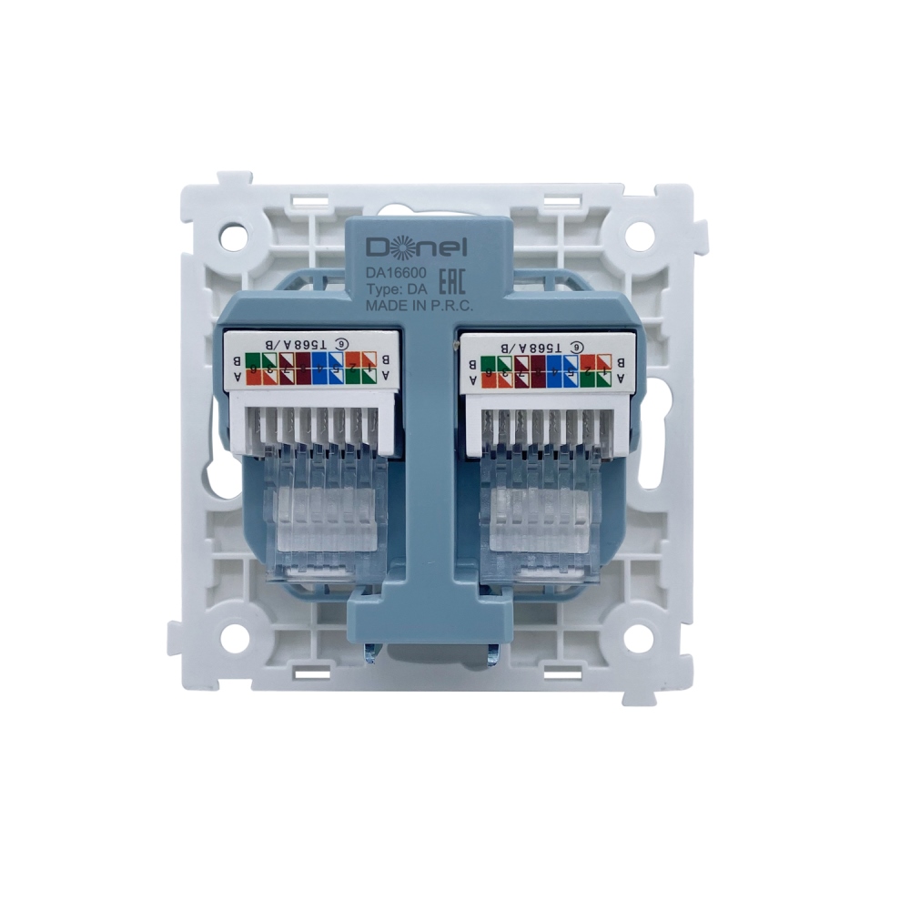 Розетка встраиваемая двойная Ethernet Donel R98 RJ45 2-я Cat.6/ClassE-8/8 Серый матовый DA16600-DA86940 — изображение 4