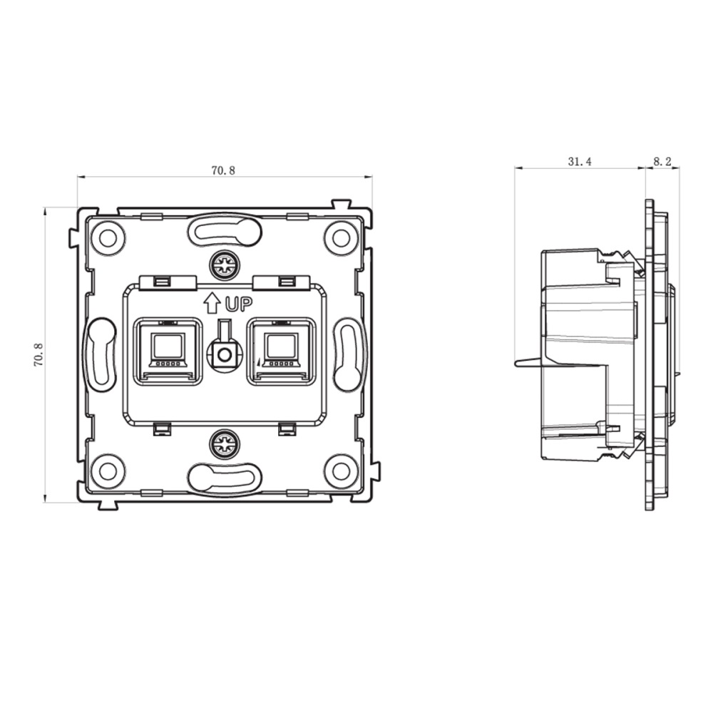 Розетка встраиваемая двойная Ethernet Donel R98 RJ45 2-я Cat.6/ClassE-8/8 Серый матовый DA16600-DA86940 — изображение 6