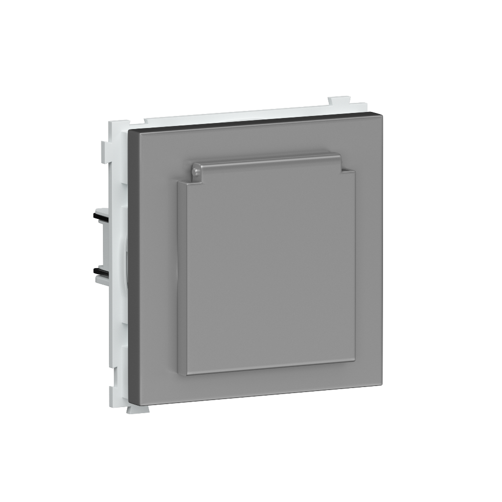 Розетка встраиваемая Donel R98 Schuko с крышкой и заземлением на клеммах Алюминий матовый DA17700-DA45426 — изображение 2