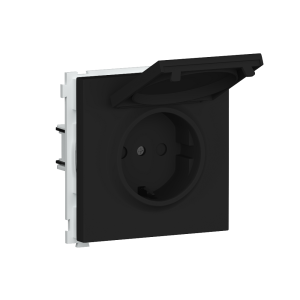 Розетка встраиваемая Donel R98 Schuko с крышкой и заземлением на винтах Карбон матовый DA18800-DA45430