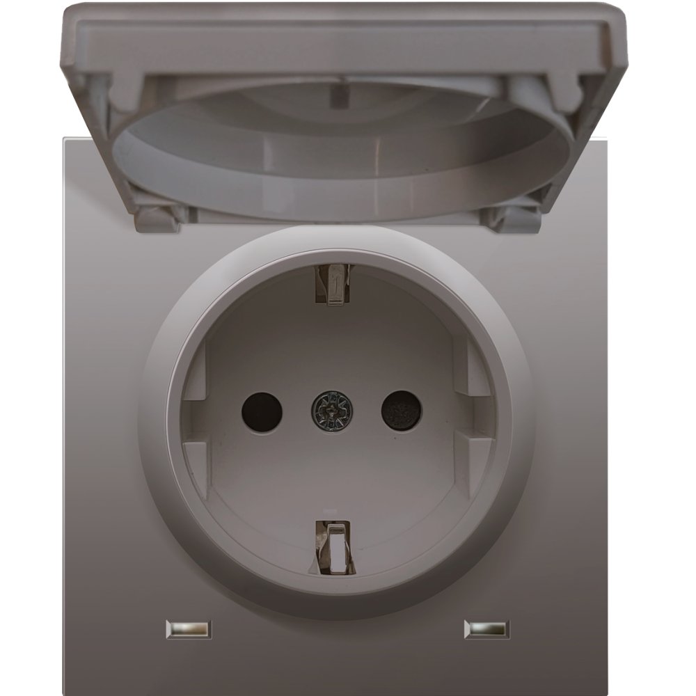 Розетка встраиваемая Donel R98 Schuko с крышкой и заземлением на винтах Сталь матовая DA18800-DA45437 — изображение 3