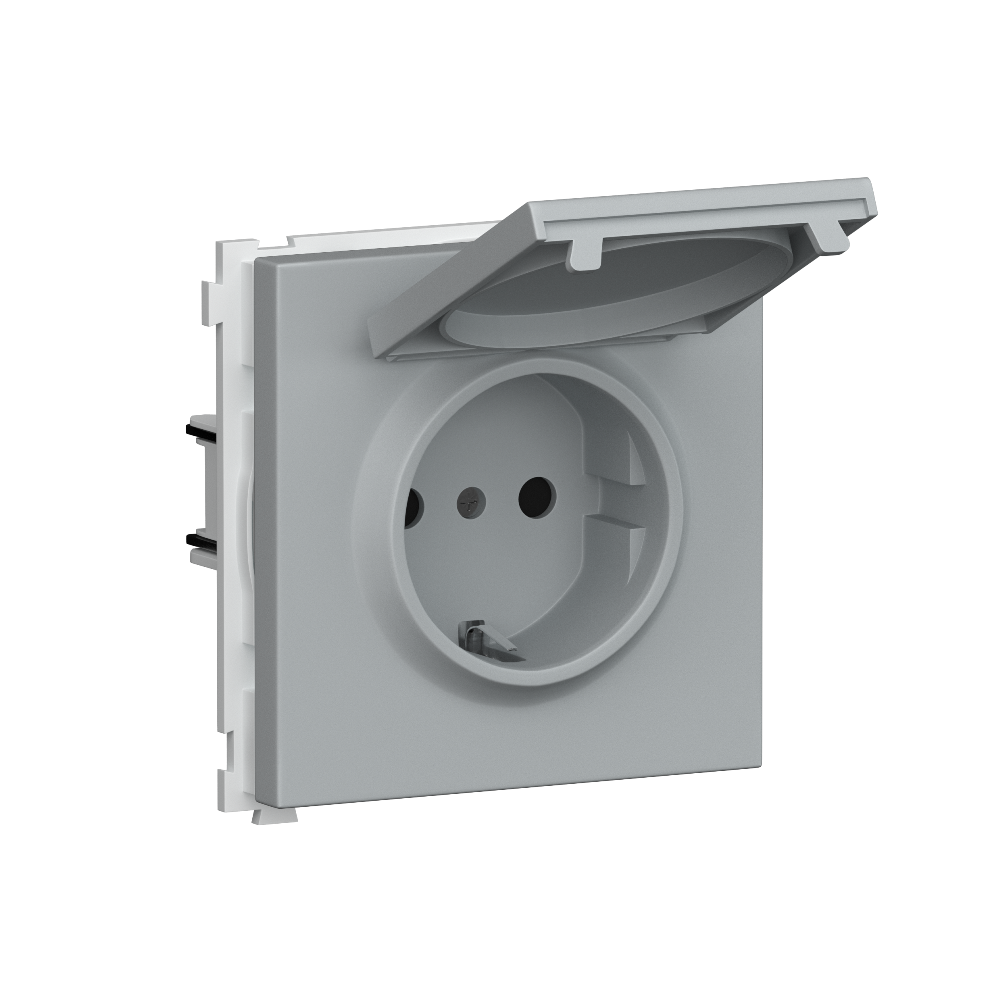 Розетка встраиваемая Donel R98 Schuko с крышкой и заземлением на винтах Серый матовый DA18800-DA45440