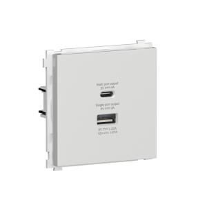 Розетка встраиваемая USB Donel R98 тип A+С быстрая зарядка Белый глянцевый DA20400-DA27703