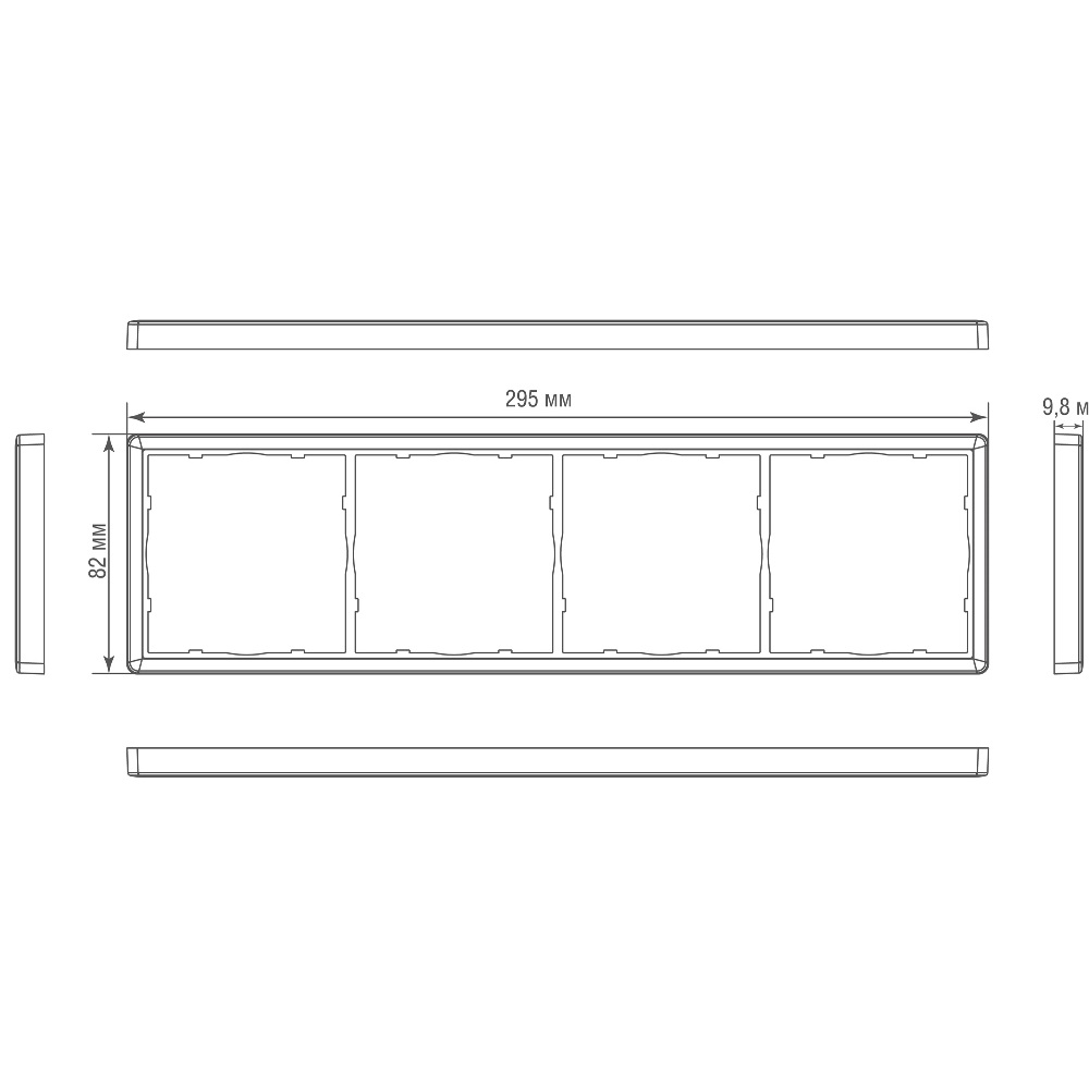Рамка из металла Donel R98 Metal на 4 поста Благородная сталь DA214ES — изображение 3
