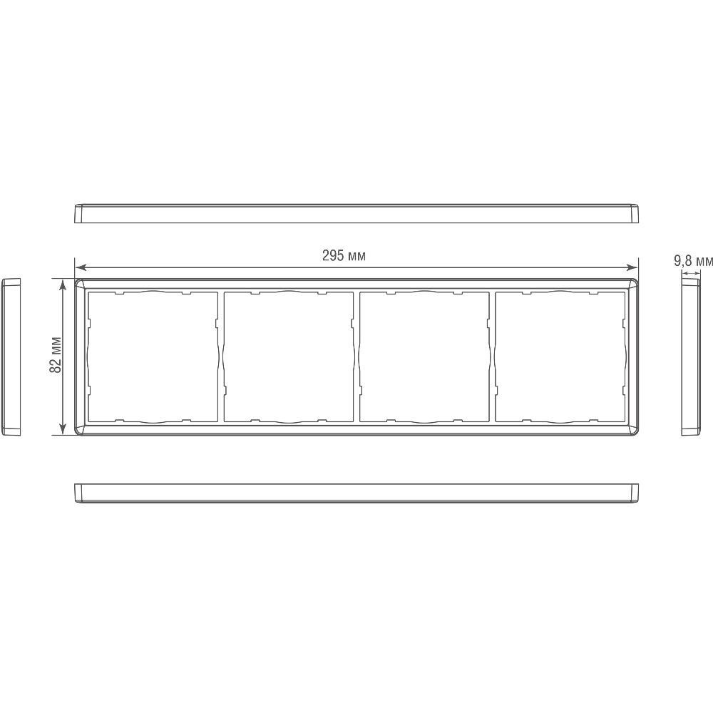 Рамка из металла Donel R98 Metal на 4 поста Латунь DA214ME — изображение 3