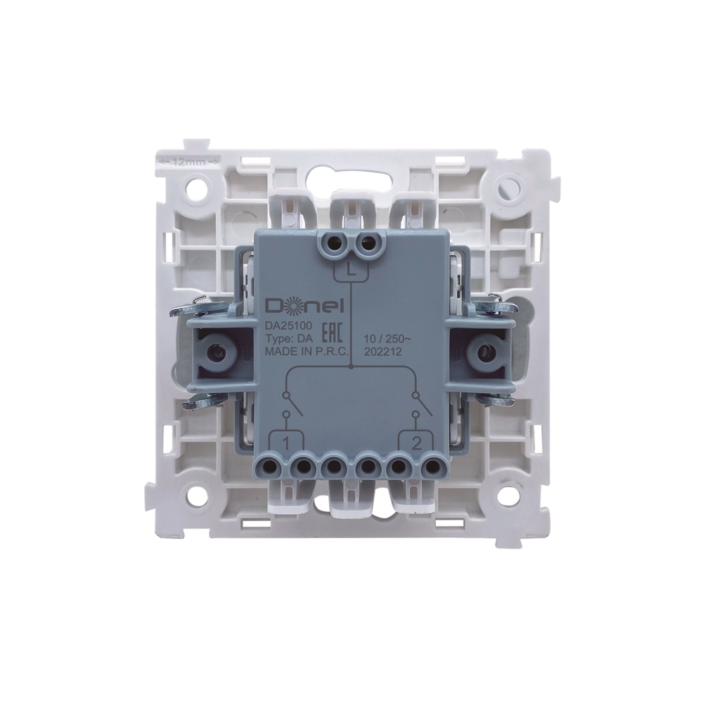 Выключатель двухклавишный встраиваемый Donel R98 звонкового типа Карбон матовый DA25100-DA29530 — изображение 4