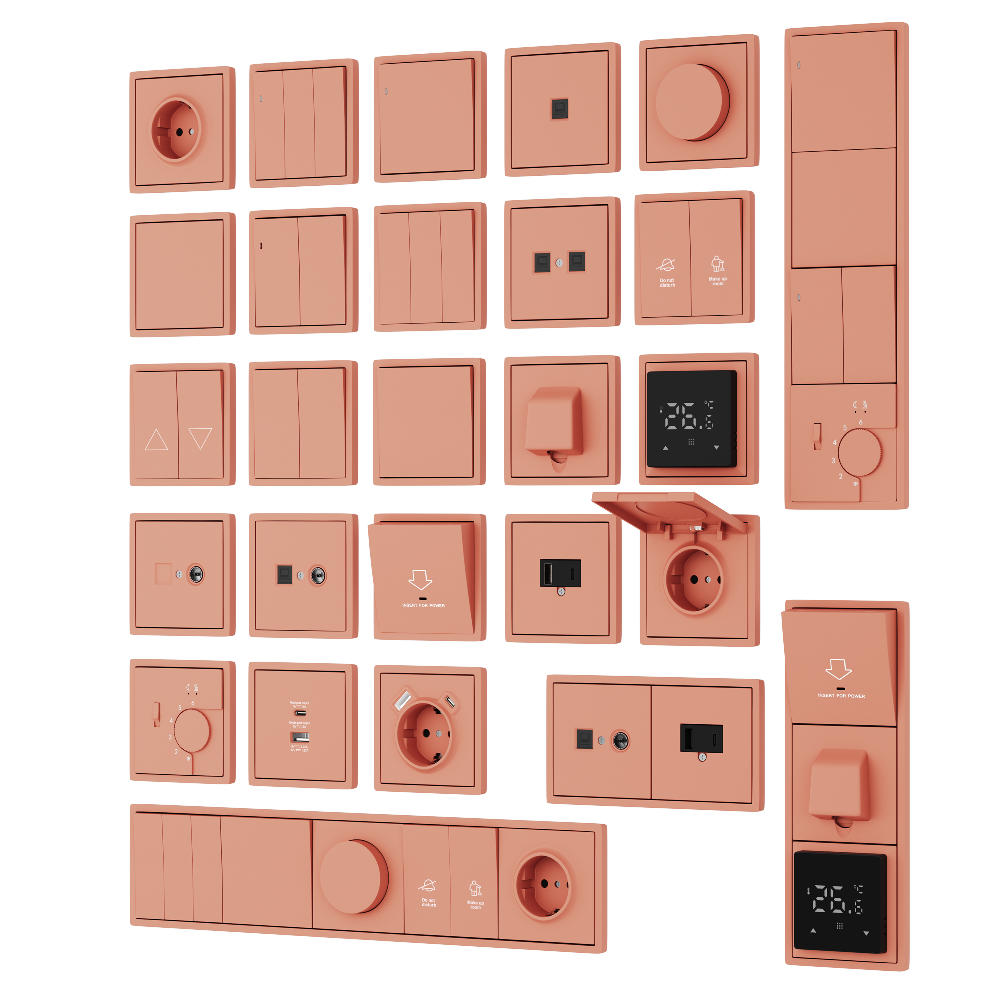 Выключатель двухклавишный встраиваемый Donel R98 звонкового типа Коралл матовый DA25100-DA29545 — изображение 3