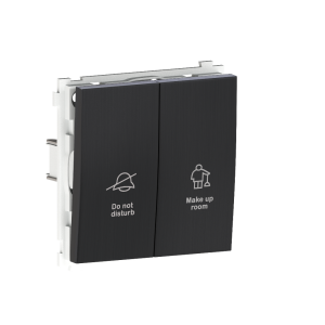 Выключатель двухклавишный встраиваемый Donel R98 Metal с символами DND/MUR Вороненая сталь DA25800-DA888GS