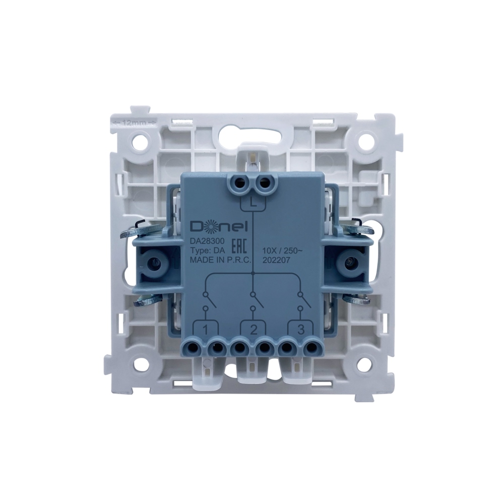 Выключатель трехклавишный встраиваемый Donel R98 Серый матовый DA28300-DA29340 — изображение 4