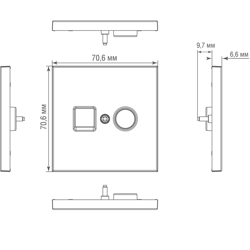 Розетка встраиваемая TV-SAT Donel R98 Metal F-разъём Вороненая сталь DA30200-DA879GS — изображение 6