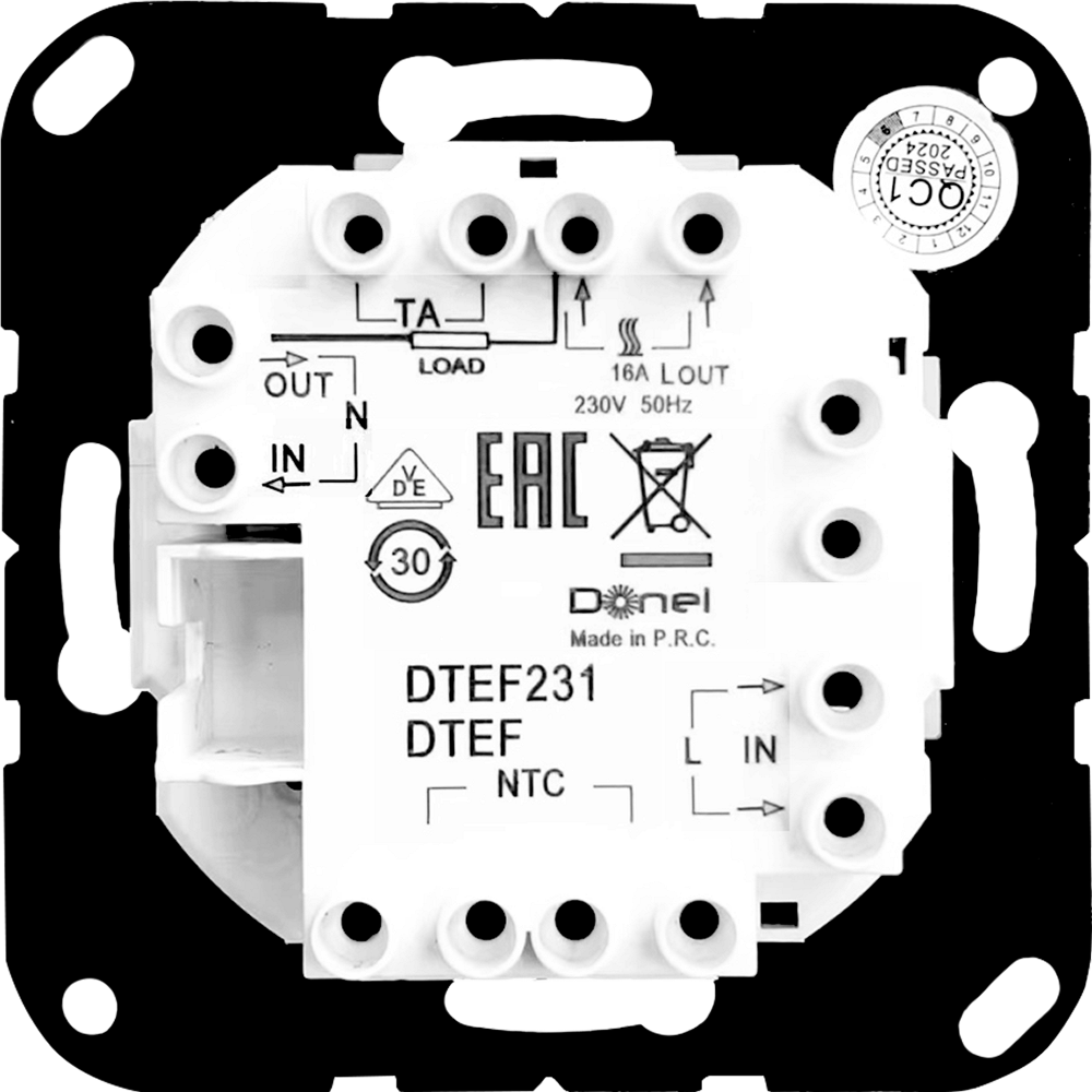 Терморегулятор механический Donel R98 с внешним датчиком пола Черный матовый DTEF231-DA14928 — изображение 3