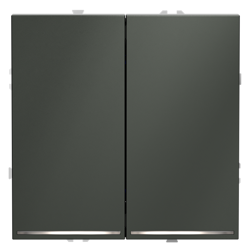 Выключатель двухклавишный встраиваемый Voltum S70 с подсветкой Титан VLS020206