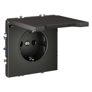 Розетка встраиваемая Voltum S70 с заземлением, защитными шторками и крышкой Титан VLS040306